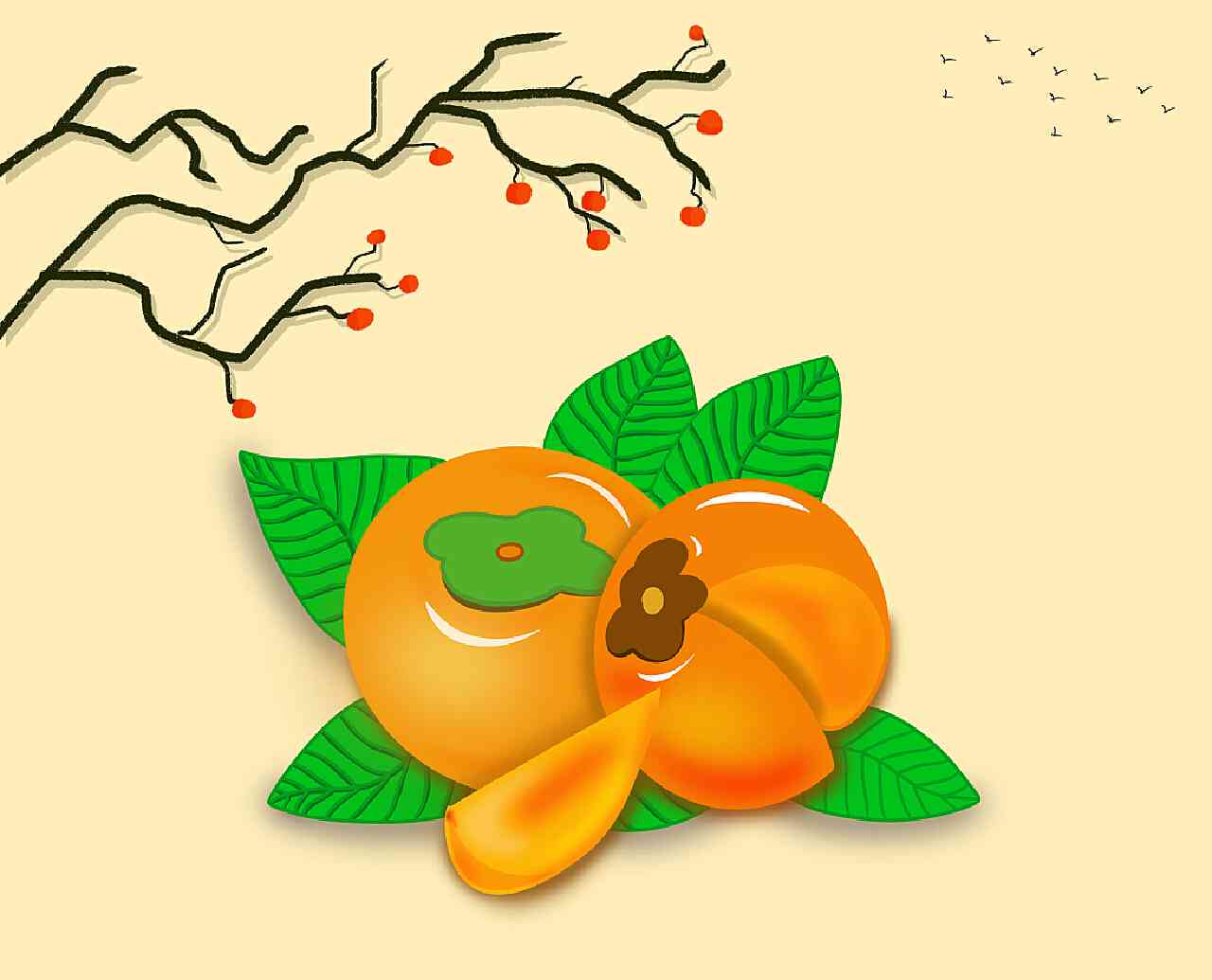 创意柿子插画集锦：涵各种风格与用途的柿子图案设计