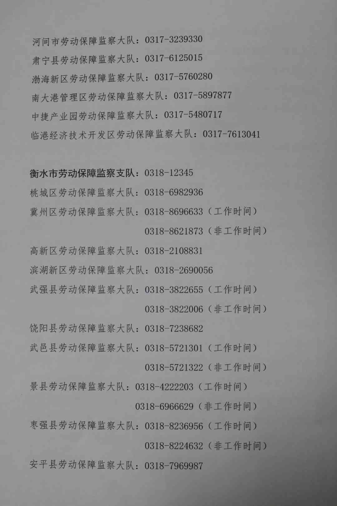 武邑县工商局电话：水地区工商联络方式一览