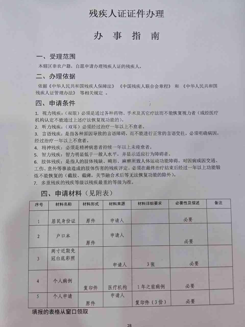 残疾人证档案资料清单及办理流程详解