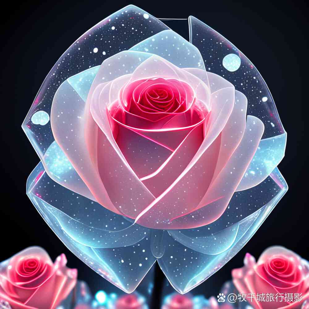水晶玫瑰花ai绘画文案