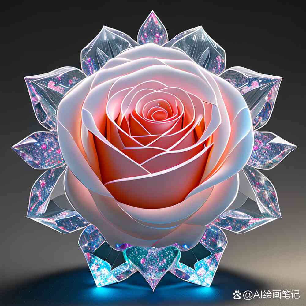 水晶玫瑰花ai绘画文案