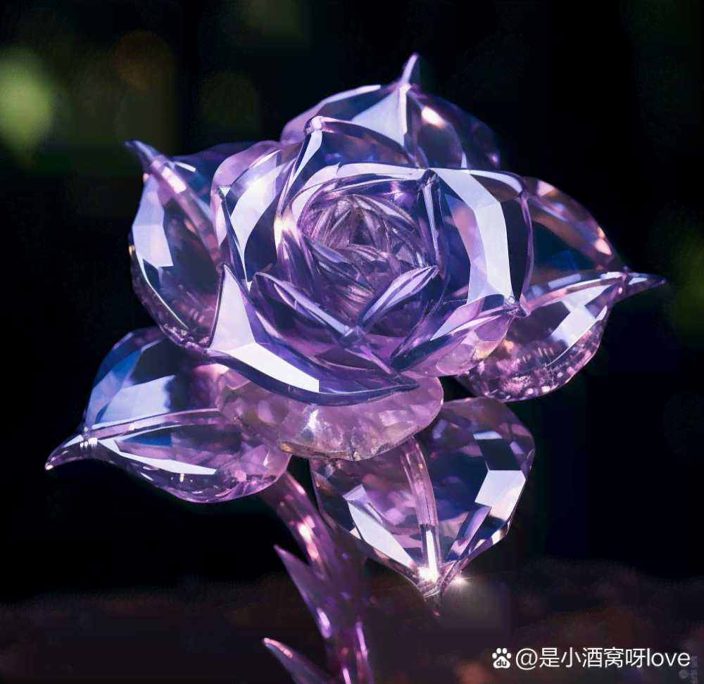 水晶玫瑰花ai绘画文案