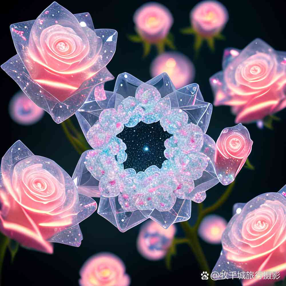 水晶玫瑰花ai绘画文案