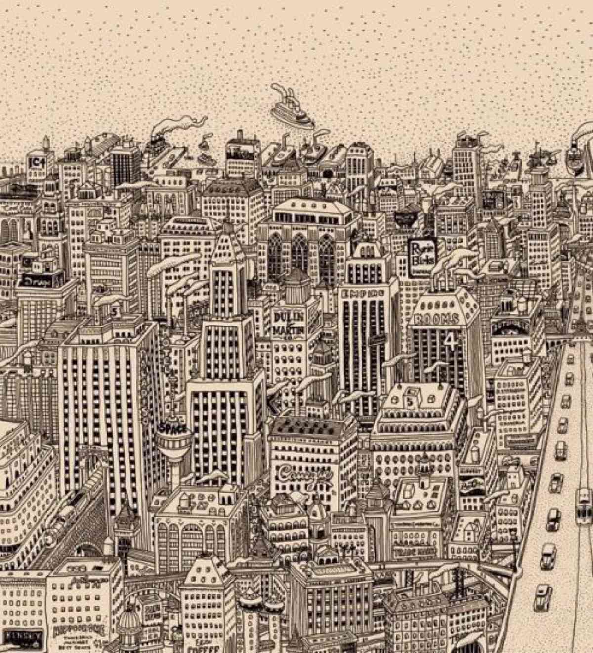 城市插画线稿集锦：创意手绘与城市规划完美结合的艺术展现