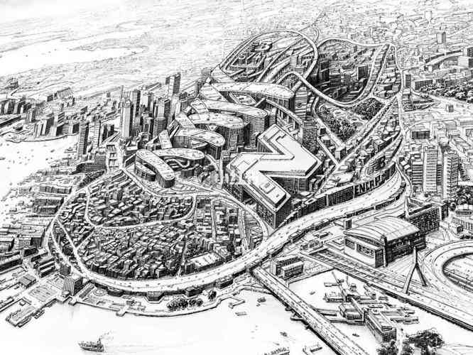 城市插画线稿集锦：创意手绘与城市规划完美结合的艺术展现