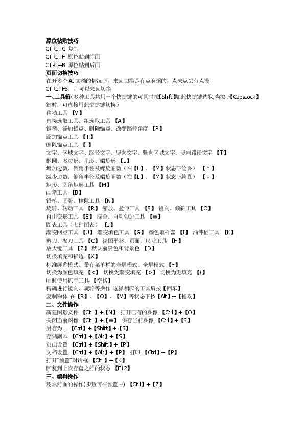 ai排版常用快捷键：完整列表与实用大全