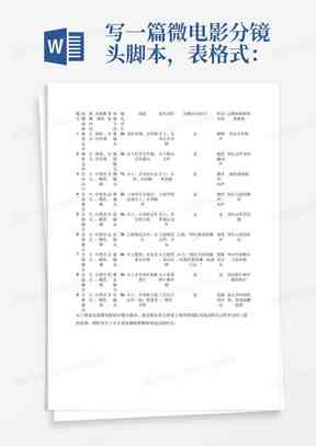 用ai绘画分镜头脚本模板