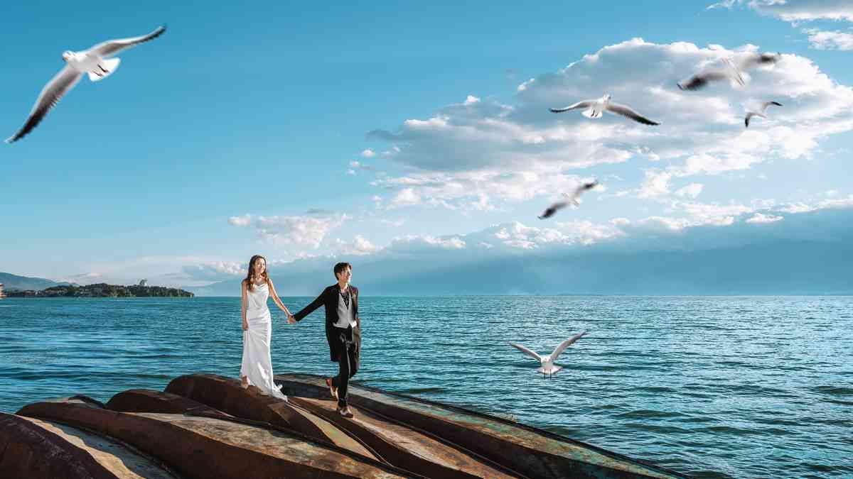 绝美ai情侣婚纱照文案