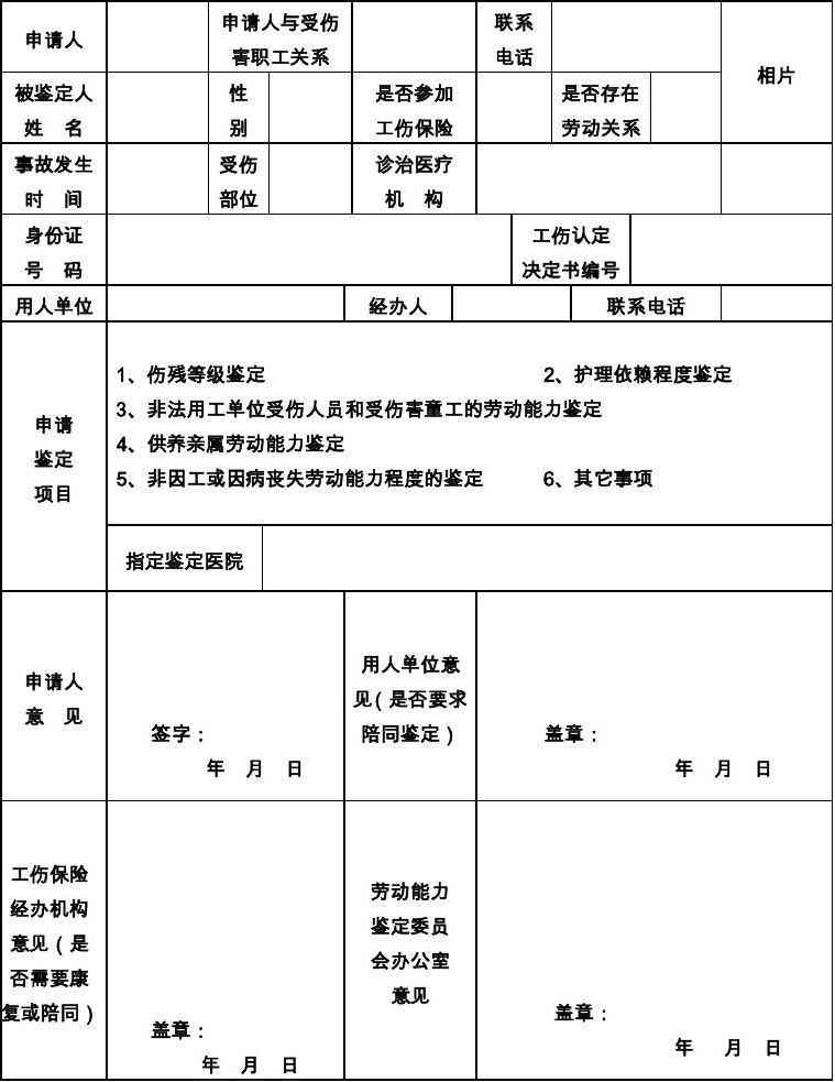 常德工伤认定申请书